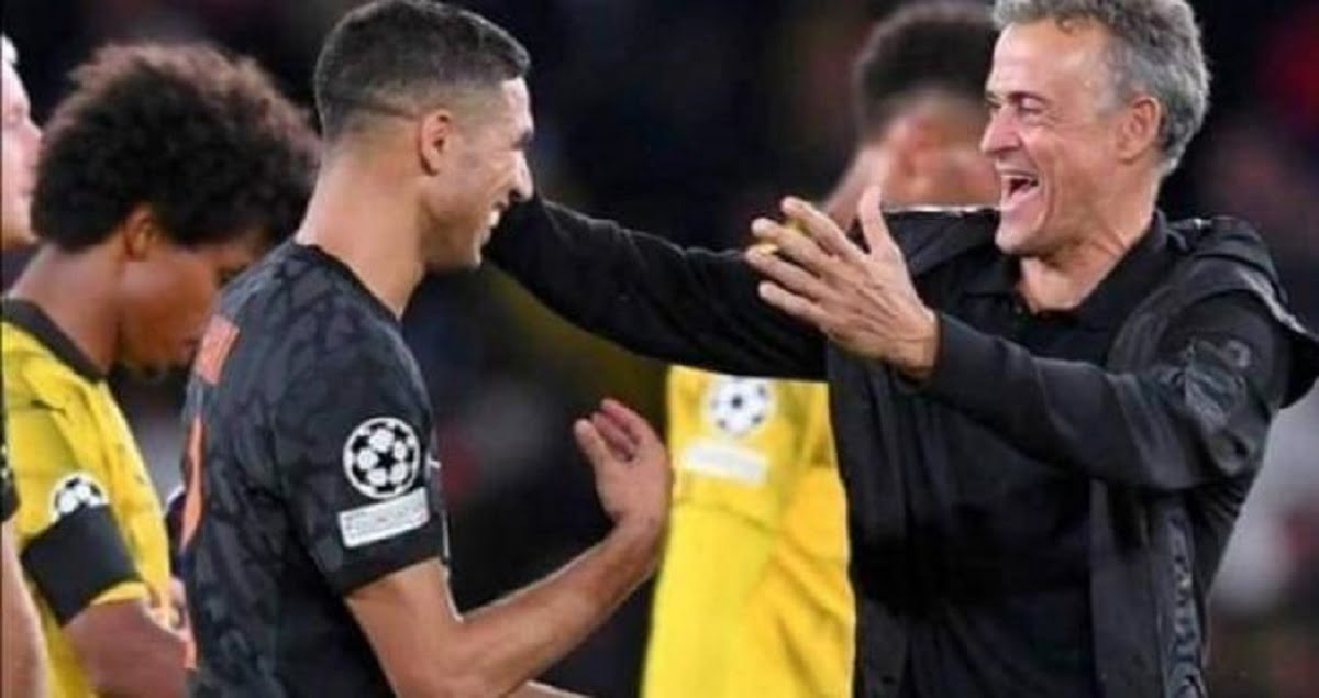 إنريكي يفاجئ حكيمي بعد ثنائية باريس ضد بوروسيا دورتموند بتصريح مميز في حقه