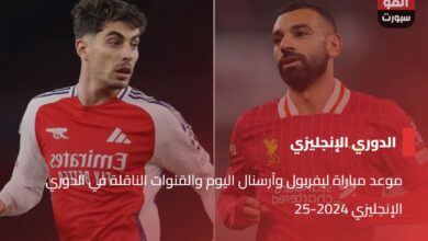 موعد مباراة ليفربول وآرسنال اليوم والقنوات الناقلة في الدوري الإنجليزي 2024-25