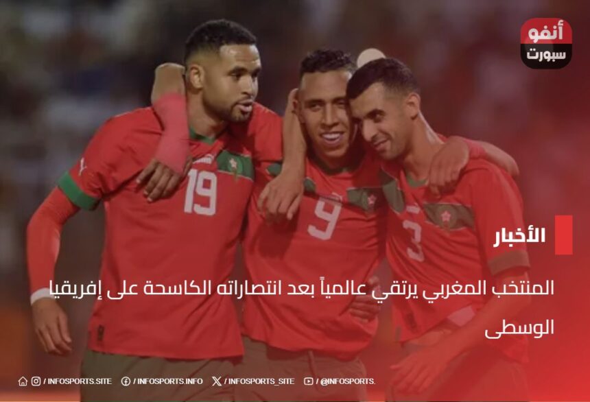 المنتخب المغربي يرتقي عالمياً بعد انتصاراته الكاسحة على إفريقيا الوسطى