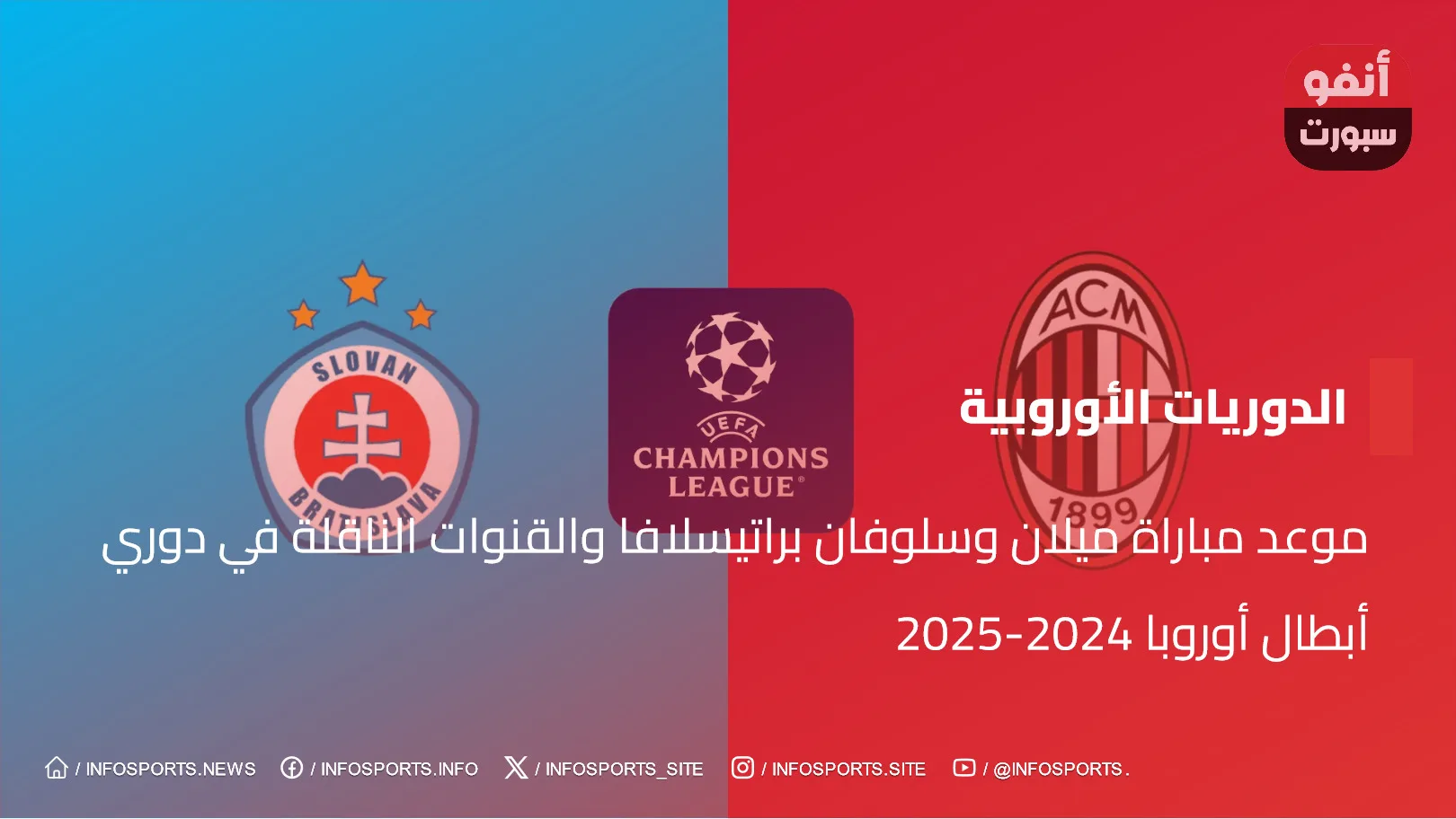 موعد مباراة ميلان وسلوفان براتيسلافا والقنوات الناقلة في دوري أبطال أوروبا 2024-2025